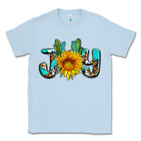 Dusty Blue joy with sunflower and cactus ado Classic Tee - AdoDesignShop