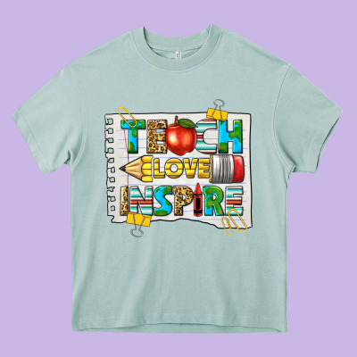 Teach Love Inspire Heavy Core Tee Designed By Texasbilliewilder