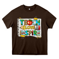 Chocolate Brown teach love inspire Heavy Core Tee - texasbilliewilder