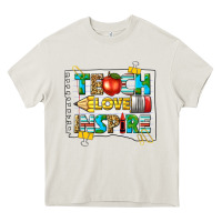 Cream teach love inspire Heavy Core Tee - texasbilliewilder