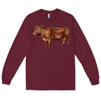 Burgundy red angus cow Long Sleeve Tee - LillyAllenDesigns