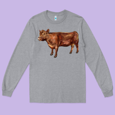 Red Angus Cow Long Sleeve Tee Designed By Lillyallendesigns