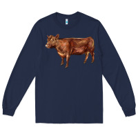 Navy red angus cow Long Sleeve Tee - LillyAllenDesigns
