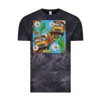 Cloud Black school bus seamless pattern Vintage Tee - BundleAndBundleShop