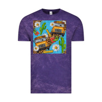 Cloud Purple school bus seamless pattern Vintage Tee - BundleAndBundleShop