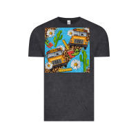 Vintage Black school bus seamless pattern Vintage Tee - BundleAndBundleShop