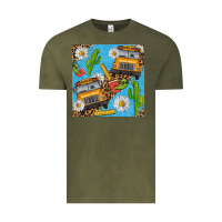 Vintage Olive school bus seamless pattern Vintage Tee - BundleAndBundleShop