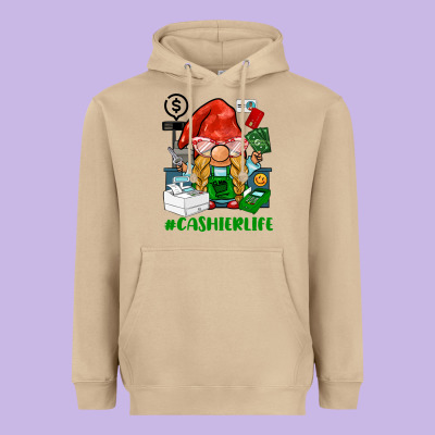 Cashier  Life Gnome Heavyweight Hoodie Designed By Barkaloodesign