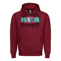 Burgundy mama leopard Zipper Hoodie - MaliasSmallBusiness