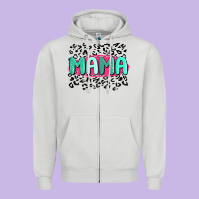 Mama Leopard Zipper Hoodie Designed By Maliassmallbusiness
