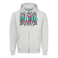 Dove Grey mama leopard Zipper Hoodie - MaliasSmallBusiness