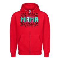 Red mama leopard Zipper Hoodie - MaliasSmallBusiness