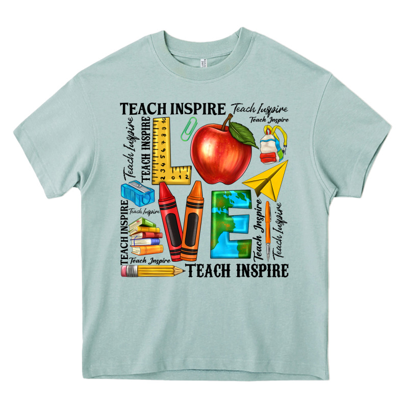 Teach Love Inspire Teacher Heavy Core Tee by texasbilliewilder | Teevron