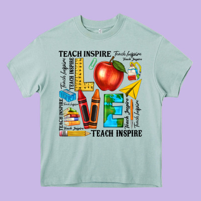 Teach Love Inspire Teacher Heavy Core Tee Designed By Texasbilliewilder