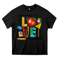 Black teach love inspire teacher Heavy Core Tee - texasbilliewilder