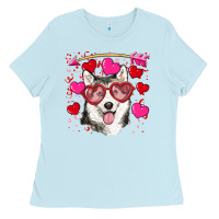 Baby Blue Valentine's day husky Ladies Tee - RanaPortraitStore