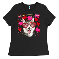 Black Valentine's day husky Ladies Tee - RanaPortraitStore
