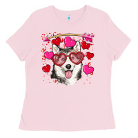 Bubblegum Pink Valentine's day husky Ladies Tee - RanaPortraitStore