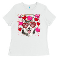 White Valentine's day husky Ladies Tee - RanaPortraitStore