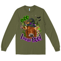 Army Green Moo i mean boo Cow Long Sleeve Tee - NancyCooperArtShop