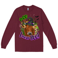 Burgundy Moo i mean boo Cow Long Sleeve Tee - NancyCooperArtShop
