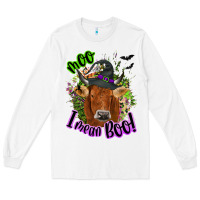 White Moo i mean boo Cow Long Sleeve Tee - NancyCooperArtShop