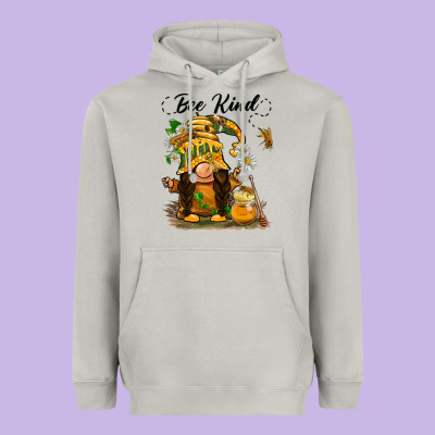 Bee Kind Gnome Heavyweight Hoodie Designed By Barkaloodesign