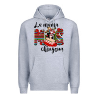 Heather Grey la mama mos chingona Premium Hoodie - texasbilliewilder