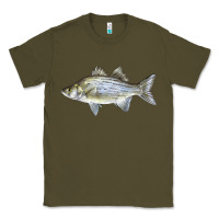 Army Green White Bass Fish Illustrations Classic Tee - LillyAllenDesigns