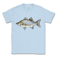Dusty Blue White Bass Fish Illustrations Classic Tee - LillyAllenDesigns