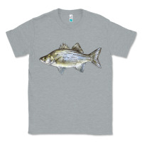 Heather Grey White Bass Fish Illustrations Classic Tee - LillyAllenDesigns