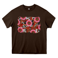 Chocolate Brown valentine's day sunflowers leopard cowhide background Heavy Core Tee - RanaPortraitStore