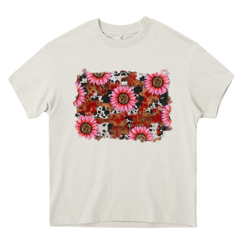 Valentine's Day Sunflowers Leopard Cowhide Background Heavy Core Tee by RanaPortraitStore | Teevron
