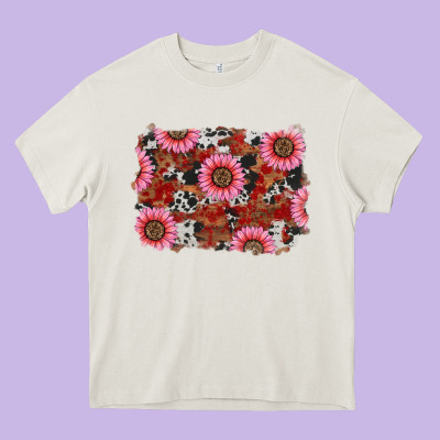 Valentine's Day Sunflowers Leopard Cowhide Background Heavy Core Tee Designed By Ranaportraitstore