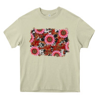 Mossy valentine's day sunflowers leopard cowhide background Heavy Core Tee - RanaPortraitStore