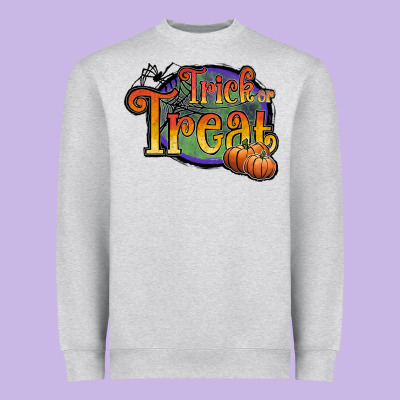 Trick Or Treat White Heavyweight Sweatshirt Designed By Jahusdesignshop