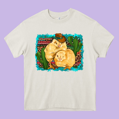 Western Cowboy Chicks Cactus Coop Animals  Leopard Serape Turquoise Heavy Core Tee Designed By Artiststas