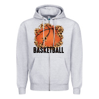 Heather Grey custom name basketball Zipper Hoodie - MaliasSmallBusiness