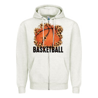Oatmeal Heather custom name basketball Zipper Hoodie - MaliasSmallBusiness