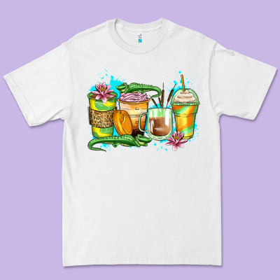 Alligator Coffee Cups Premium Tee Designed By Zillion Design Studio