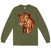 Army Green red angus cattle cow Long Sleeve Tee - LillyAllenDesigns