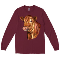 Burgundy red angus cattle cow Long Sleeve Tee - LillyAllenDesigns