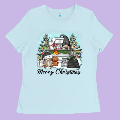 Merry Christmas Gnomes Ladies Tee Designed By Zillion Design Studio