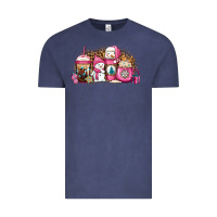 Vintage Denim pink Christmas winter snowman coffee Vintage Tee - Jasminsmagicworld