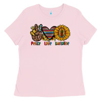 Bubblegum Pink peace love sunshine Ladies Tee - JahusDesignShop