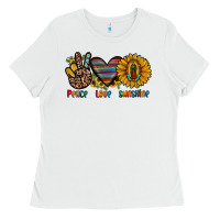 White peace love sunshine Ladies Tee - JahusDesignShop