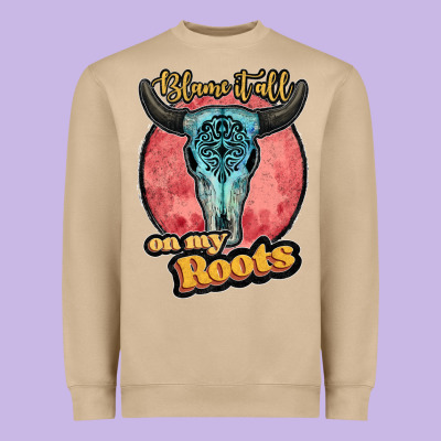 Blame It All On My Roots Black Heavyweight Sweatshirt Designed By Jahusdesignshop