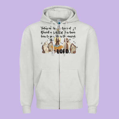 Nativity Zipper Hoodie Designed By Maliassmallbusiness