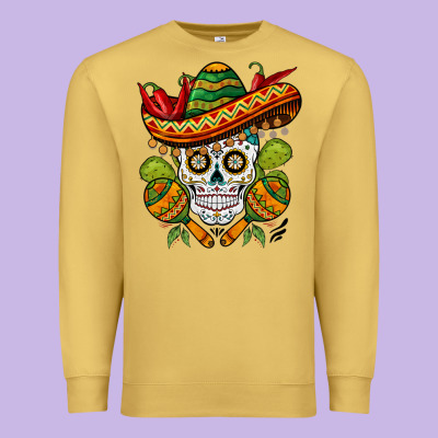 Sombrero Skull Premium Sweatshirt Designed By Barkaloodesign
