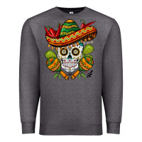Charcoal Heather sombrero skull Premium Sweatshirt - BarkalooDesign